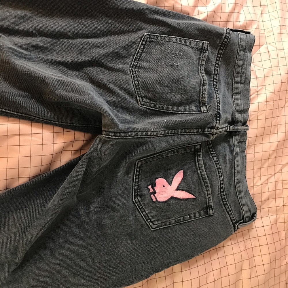 Hand painted playboy pacsun jeans!💗